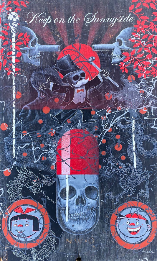 Original Acrylic Painting on Wood Panel. "Big Pharma"
